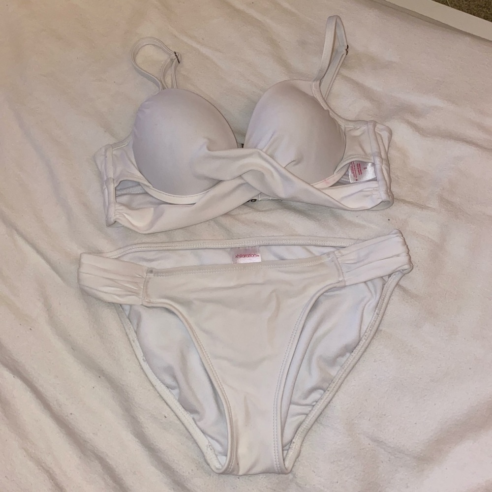 white strappy wired bikini size small